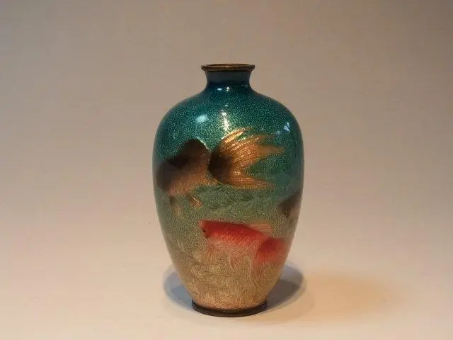 明治期の七宝花瓶（金魚図・有線七宝）の買取実績｜繊細な植線と艶やかな釉薬｜東京都世田谷区 古美術もりた